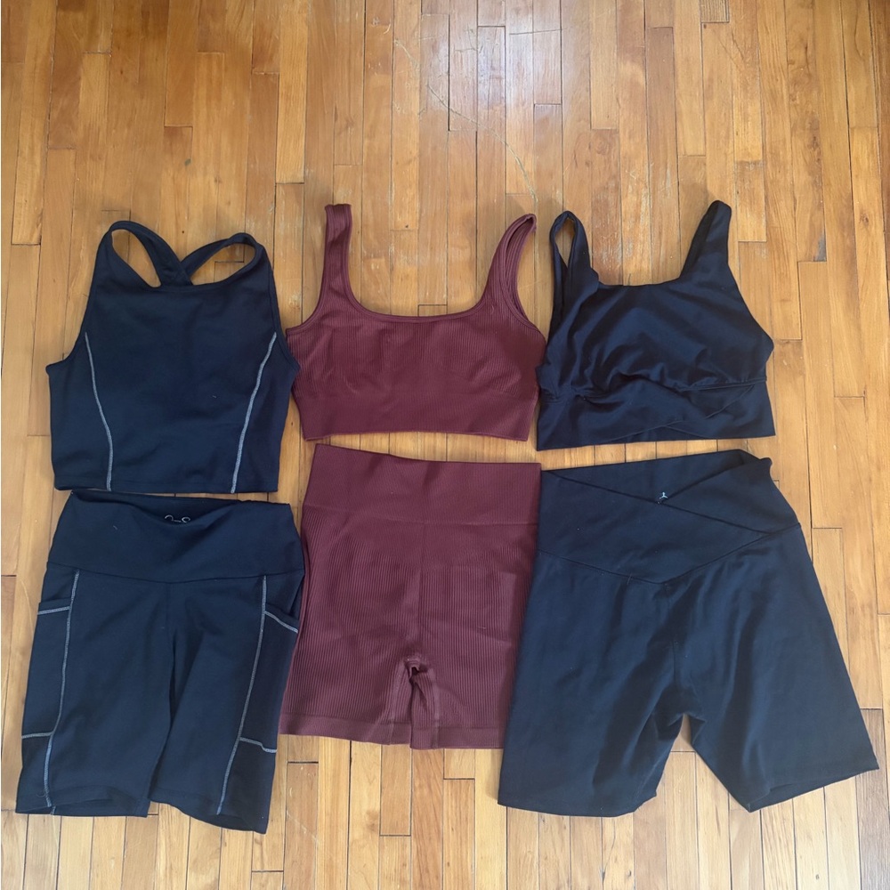 Black and Burgundy Activewear Set